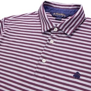 Brooks Brothers‎ Original Fit Striped Polo Shirt Mens Large Cotton Gray Red